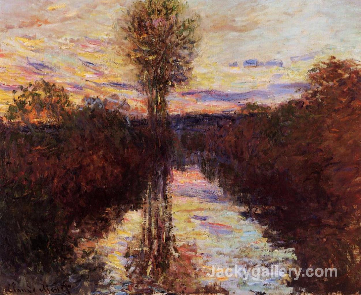 The Small Arm of the Seine at Mosseaux, Evening by Claude Monet paintings reproduction